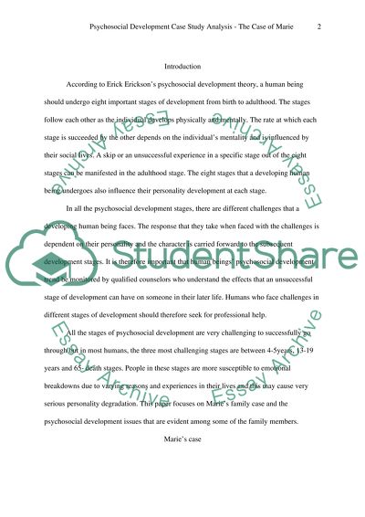 Psychosocial Development: The Case of Marie