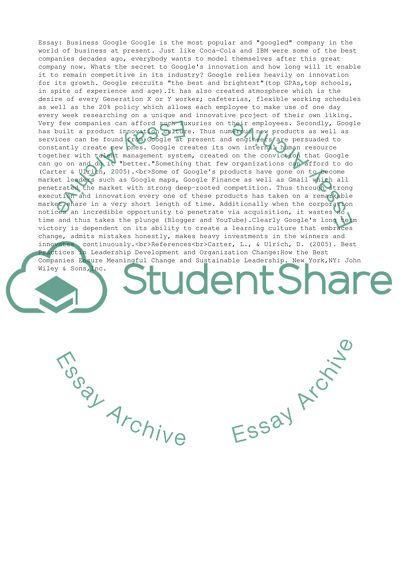 Leadership Development and Organization Change in Google