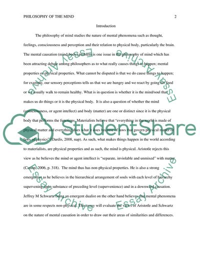 Philosophy of the Mind: Aristotle and Schwartz