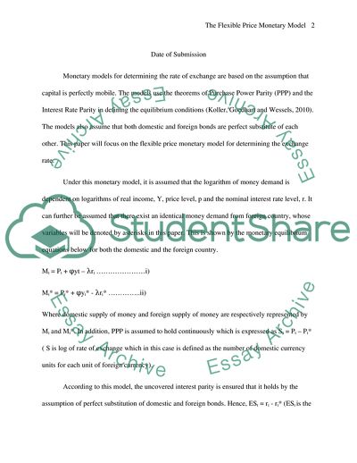 The Flexible Price Monetary Model