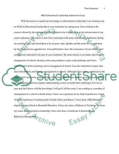 MEd Educational Leadership Admission