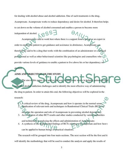 The Actions of Acamprosate in Treating Alcohol Tolerance and Alcohol Dependency in Patients