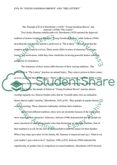 The triumph of evil in Hawthornes Young Goodman Brown and Jacksons The Lottery