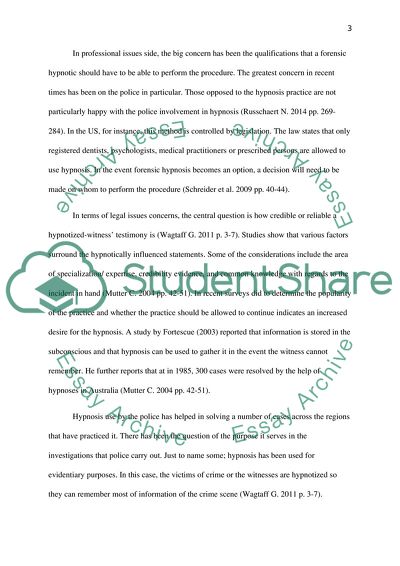 Usefulness of Hypnosis as a Tool to the Police