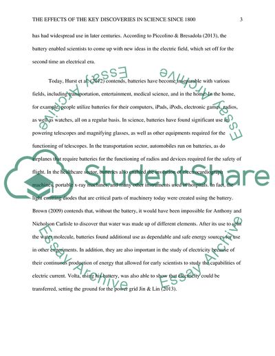 Effects of the Key Discoveries in Science since 1800