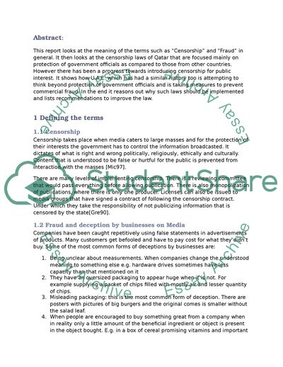 Censorship Law against Fraud and Deception in Qatar