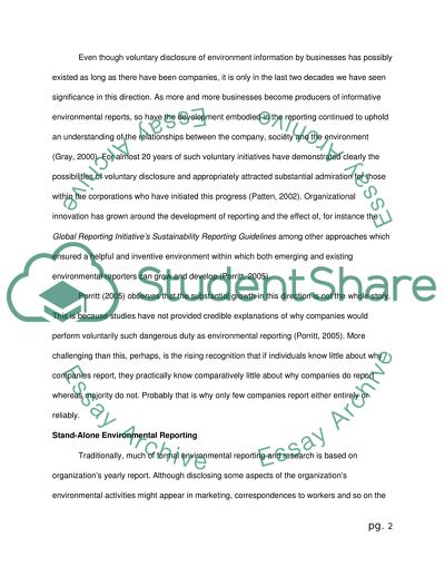 The Quality and History of Environmental Reporting