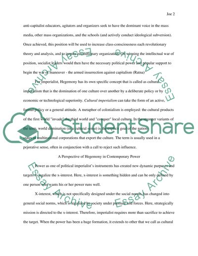 Explain in your own words what you understand either by the term hegemony