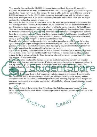 Real Estate Market and Investment