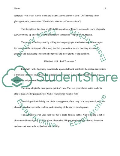 Short story Critique Essay Example | Topics and Well ...