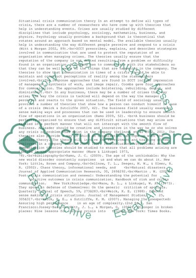 Situational Crisis Communication Theory