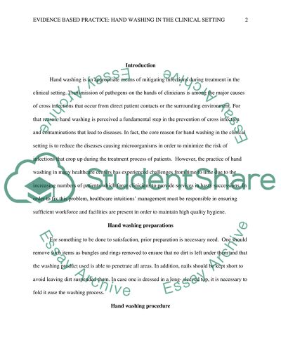 Evidence based practice: Handwashing in the clinial setting