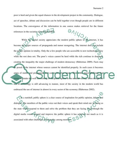 Critically appraises the concept of the public sphere in the context of contemporary digital media