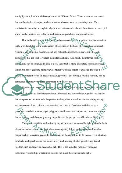 Relativism and Morality