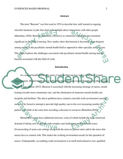 Burnout amongst Psychiatric Mental Health Nurses