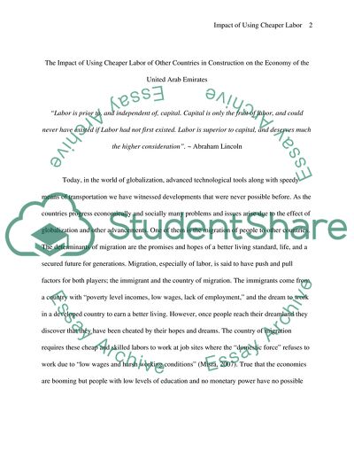 Cheaper Labor from Other Countries in Constructing the UAE Economy