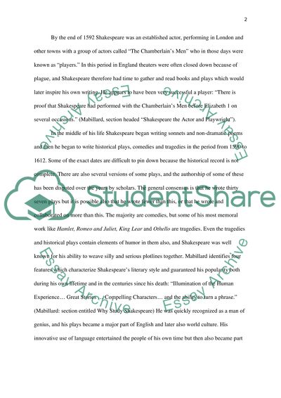 Biografy of William Sharespeare