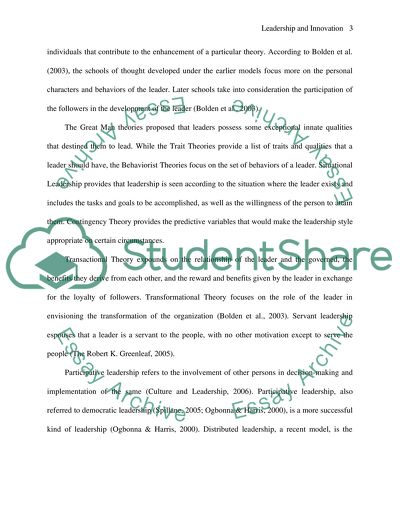 Leadership and Innovation in the Public Service