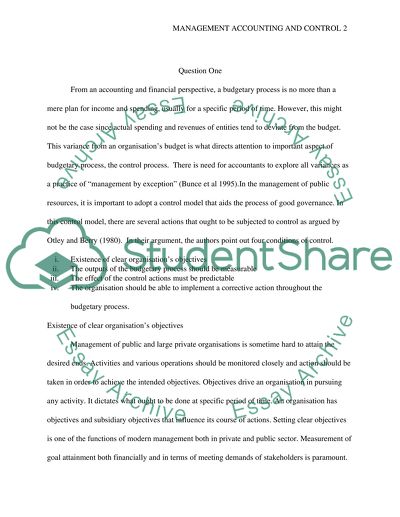 Management Accounting and Control