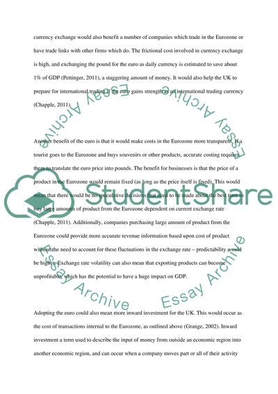 Benefits of Membership of a Monetary Union