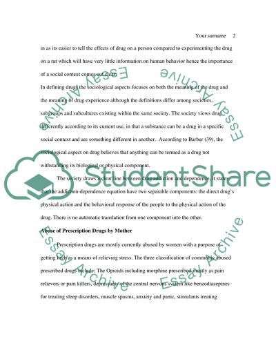 Mothers abusing prescrition drugs