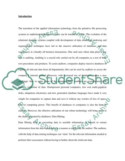 Data Mining for Auditing