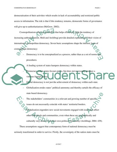 The Concept of Cosmopolitan Democracy