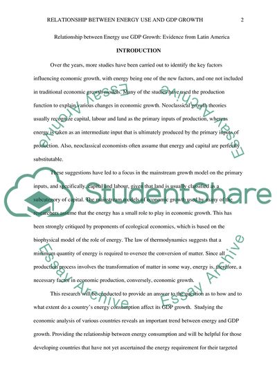 Relationship between Energy Use GDP Growth: Evidence from Latin America
