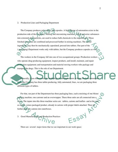 Industrial Environment of a Pharmaceutical Company
