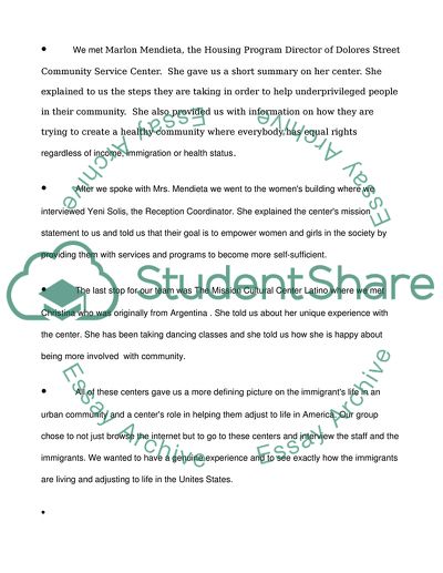 Visit to Mission District working with Latino, Chicano, Central, and South American immigrants