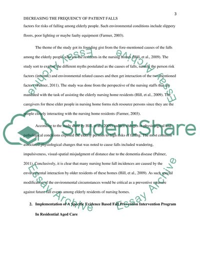 Decreasing the frequency of patient falls