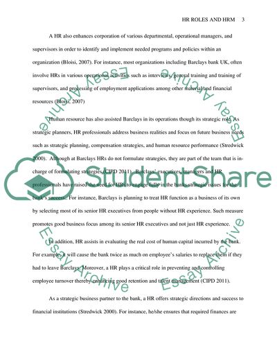 Role of Human Resource in Barclays Bank in United Kingdom (UK)