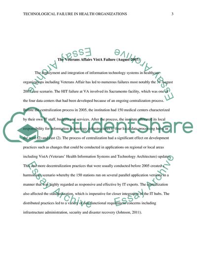 Technological Failure in Health Organization