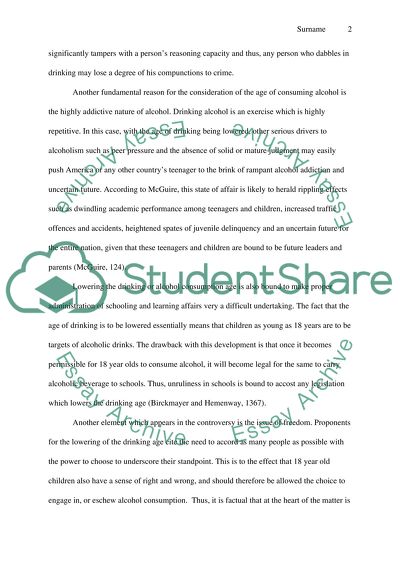 Change or Lowering Drinking Age