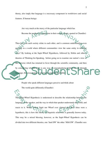 Linguistic relativity theory