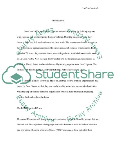 Police science (LCN) La cosa Nostra (the MOB) paper