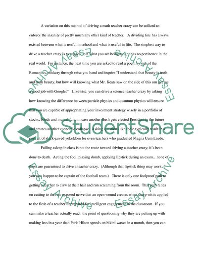 How to Drive a Teacher Crazy