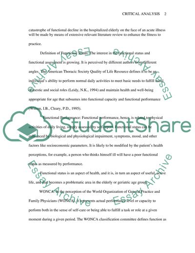 Well-Executed Nursing Practice to Hospitalized Elderly Individuals