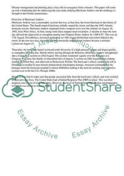 Leadership Plan for Hurricane Andrew