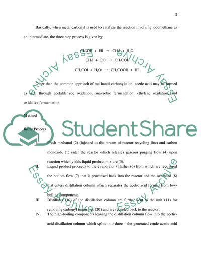 The Production of Acetic Acid via Carbonylation of Methanol