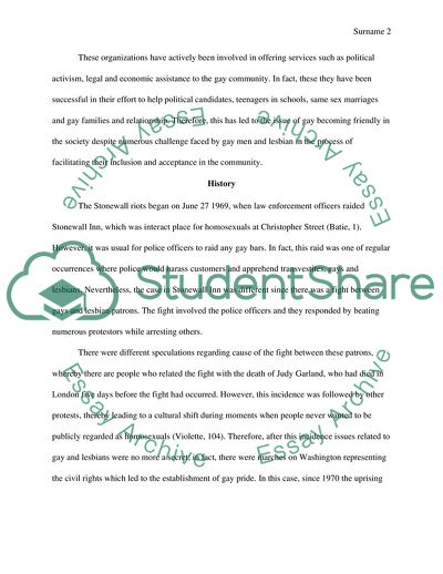 Events in the History of the Stonewall Riots