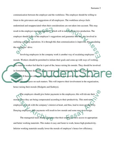 To Increase employee morale to increase productivity