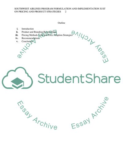 Southwest Airlines Pricing and Product Strategies