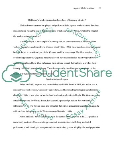 Japan Modernisation and Loss of identity