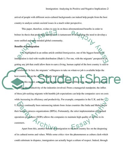 Immigration: Analyzing Its Positive Cultural Implications