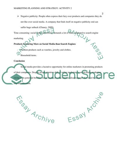 Marketing Planning and Strategy (Learning Activity)2