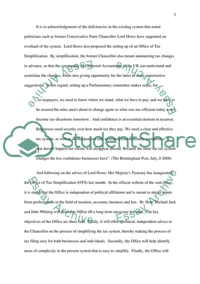 Should the UK Tax System be Simplified