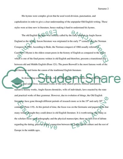 OLAD AND MIDDLE ENGLISH LITERATURE