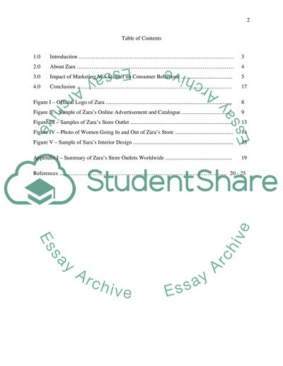 Significance of the Marketing Mix in the Creation of a Response to the Brand of Zara