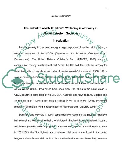 The Extent of Children Well-Being Priority in Western Societies
